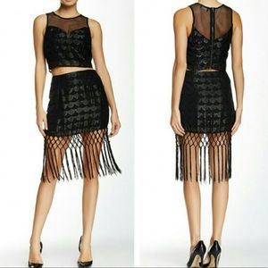 New ASTR Fringe Trim Jacquard Fish Scale Skirt